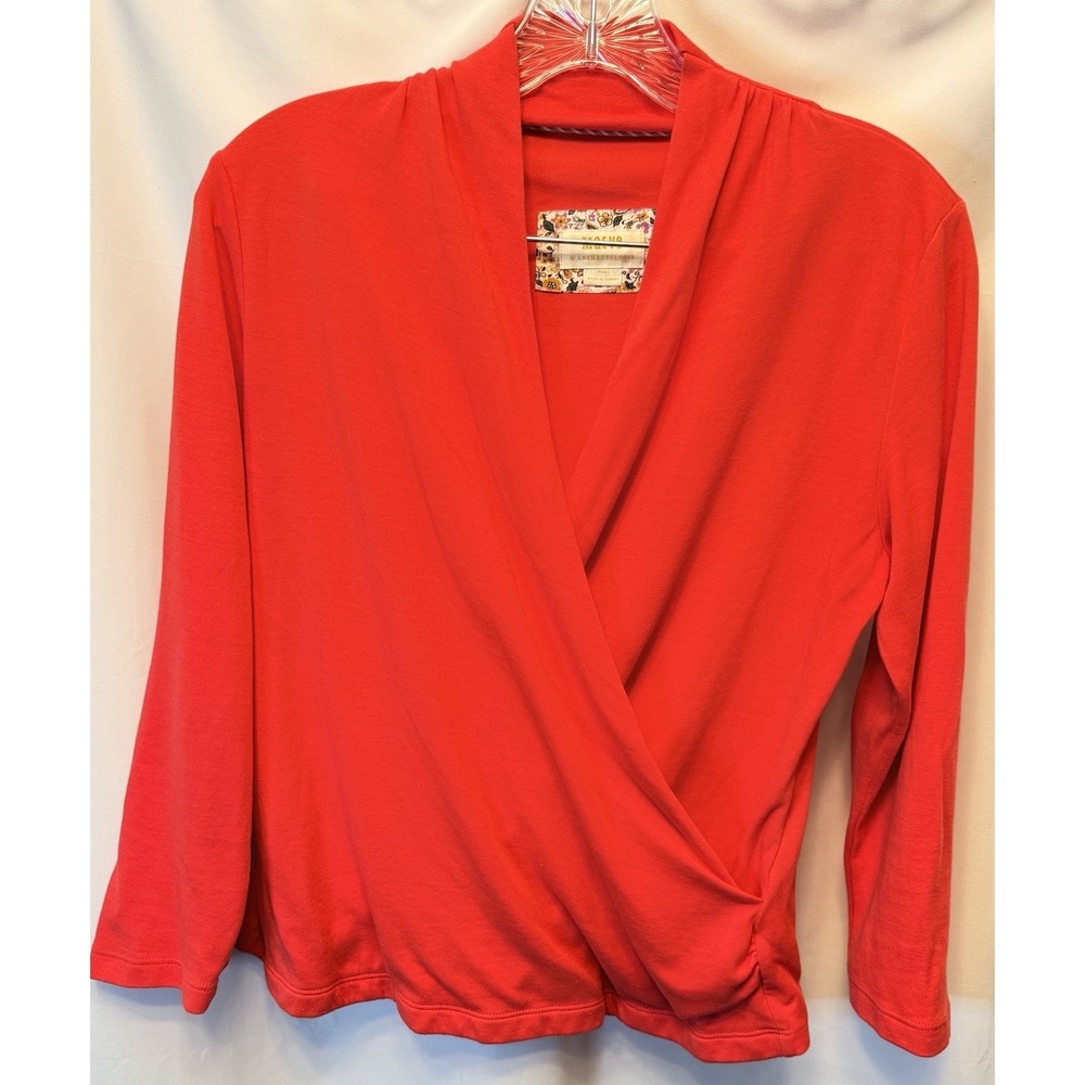 Maeve By Anthropologie Size Small Crossover Blouse Top‎ Reddish Pink Cotton
